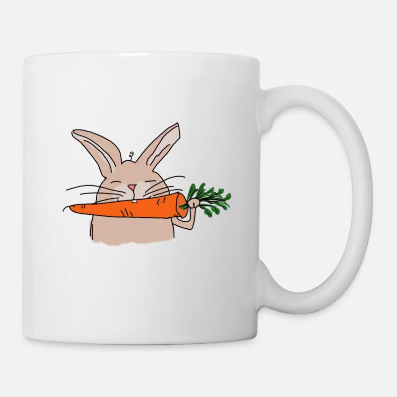 Hilde Hase mit Karotte Comic Style - Tasse - Weiß