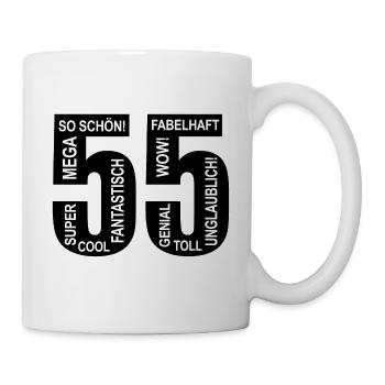 55. Geburtstag Wow Fabelhaft Lustiges Motiv - Tasse - Weiß - Rechts