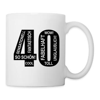 40. Geburtstag Wow Lustiges Motiv Nummer Ziffer 40 - Tasse - Weiß - Rechts