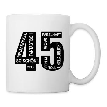45. Geburtstag Wow Lustiges Motiv Nummer Ziffer 45 - Tasse - Weiß - Rechts