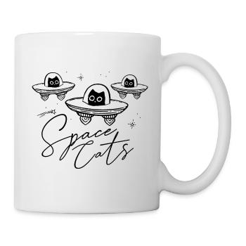 Space Cats - Katze in Ufo | witzig Weltraum Katzen - Tasse - Weiß - Rechts