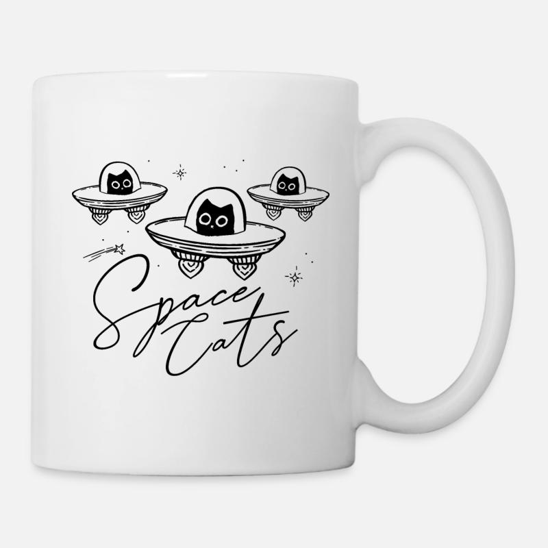 Space Cats - Chat dans UFO | Drôles de chats de l’espace - Mug blanc - blanc