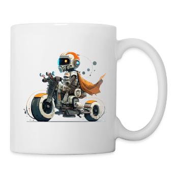 Roboter fährt Motorrad - Tasse - Weiß - Rechts