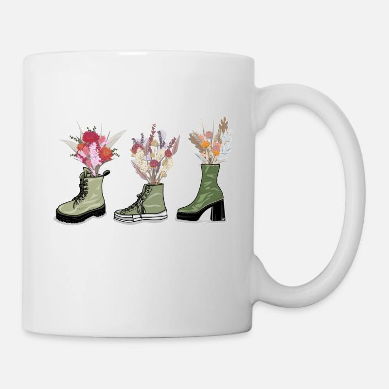 Schuhe mit Blumen - Tasse - Weiß