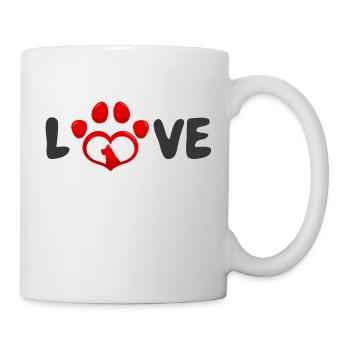Dogs Love Love Slogan Heart and Dog Red-Black - Mug - white - Right