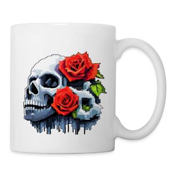 8Bit Skull - The 2 Roses - Tasse - Weiß - Rechts