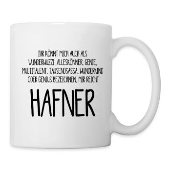 Hafner - Fliesenleger - Alleskönner, Genie, - Tasse - Weiß - Rechts