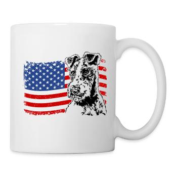 Wire Fox Terrier America Flag Dogs Wilsigns - Mug - white - Right
