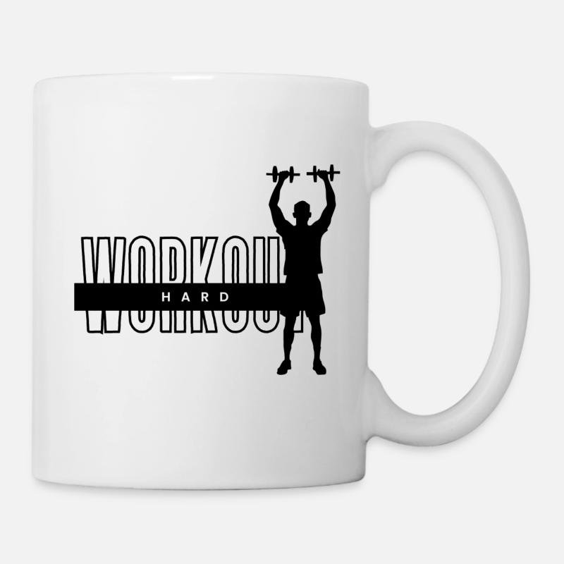 Workout hard "Dumbels" - Tasse - Weiß