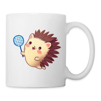 Igel spielt Tennis - Tasse - Weiß - Rechts