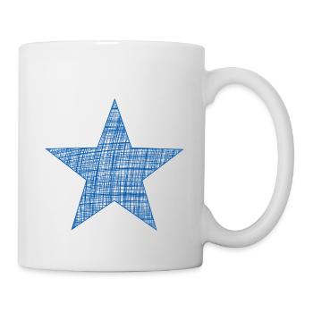 blauer Stern, blue star, Stern im Retro Look - Tasse - Weiß - Rechts