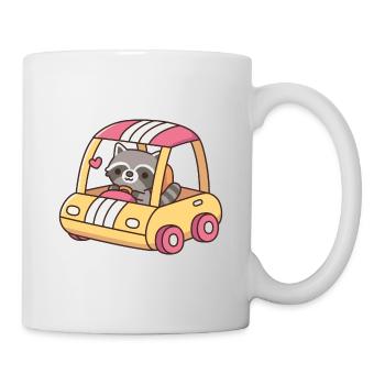 Mignon raton laveur conduisant une voiture jouet - Mug blanc - blanc - Droite