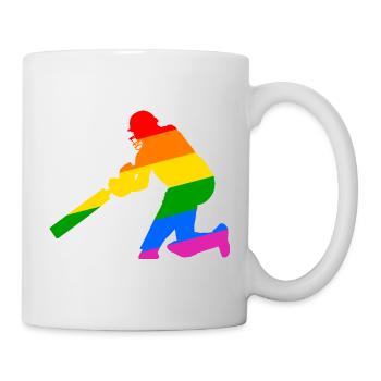 Cricket Spieler mit Regenbogen Geschenkidee - Tasse - Weiß - Rechts