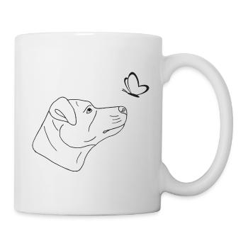 Jack Russell Terrier mit Schmetterling - Tasse - Weiß - Rechts