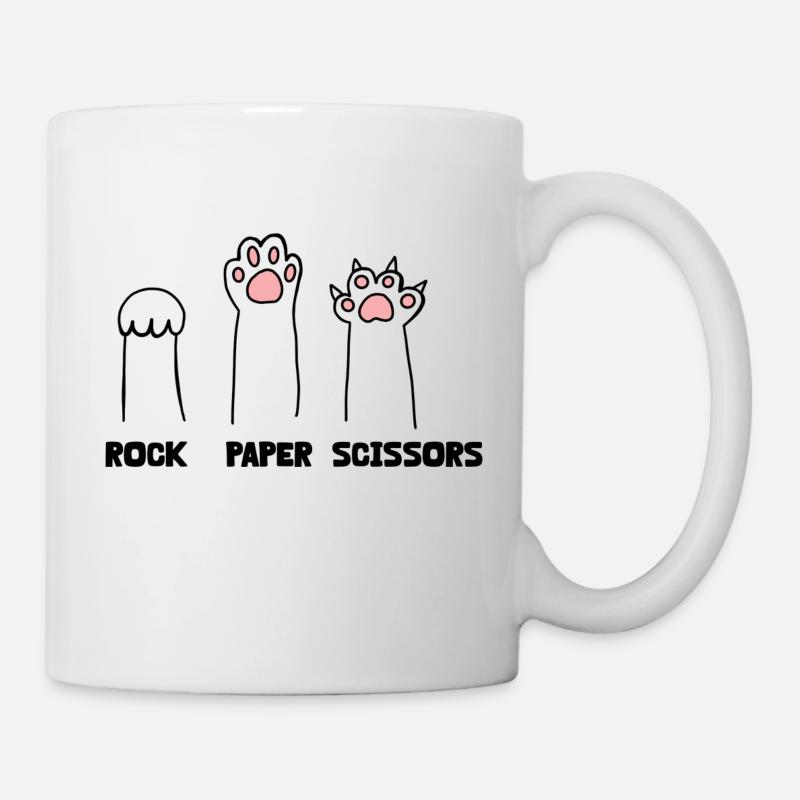 Katze Pfote Katzenpfoten Spiel Stein Papier Schere - Tasse - Weiß