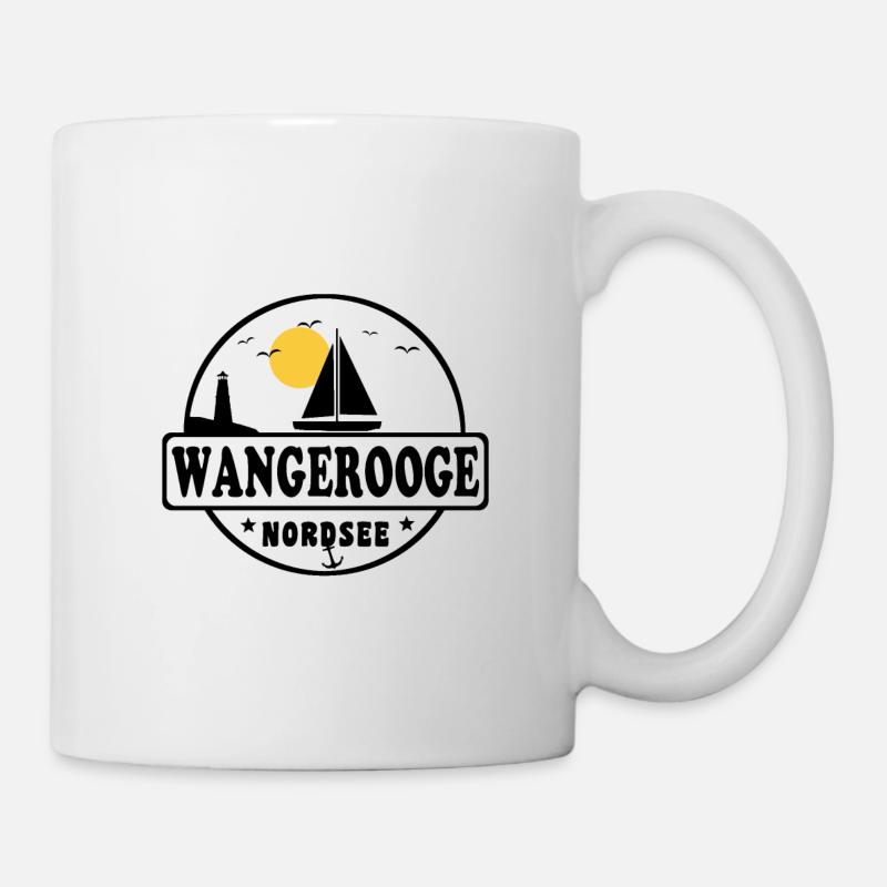 Ostsee Segelboot Leuchtturm Wangerooge - Tasse - Weiß