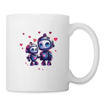 Roboter Mutter mit Kind Design - Tasse - Weiß - Rechts