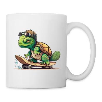Tortue de skateboard - Mug blanc - blanc - Droite
