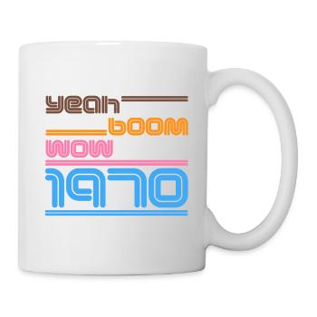 Year of birth Shirt Retro yes Boom Wow 1970 - Mug - white - Right