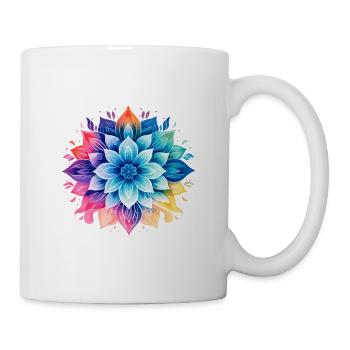 Buntes Blüten Design - Tasse - Weiß - Rechts