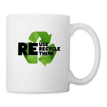 Reuse Recycle Rethink Nachhaltigkeit Umwelt Klima - Tasse - Weiß - Rechts