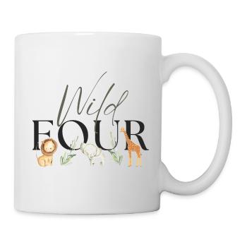 Wilde Vier Safari Zoo Geburtstag 4 Kind Tier - Tasse - Weiß - Rechts