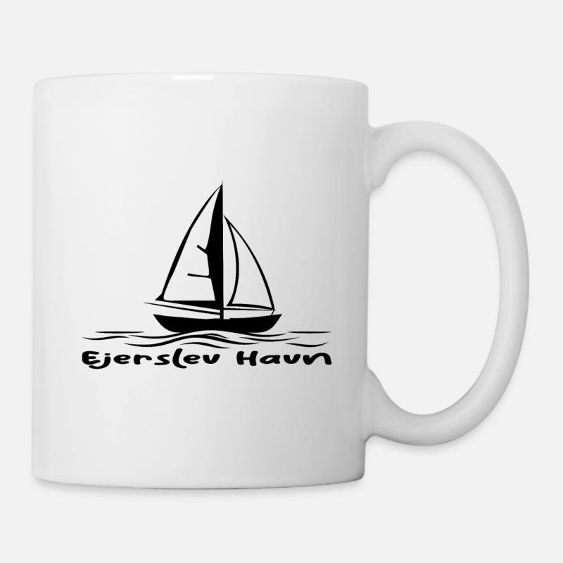 Ejerslev Havn Segelboot - Tasse - Weiß