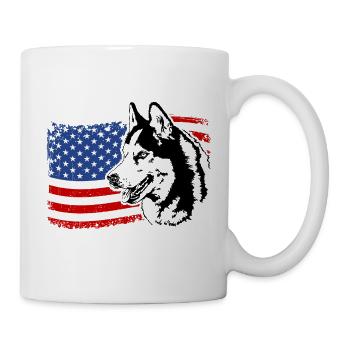 Siberian Husky America Flag Dog Dogs Wilsigns - Mug - white - Right
