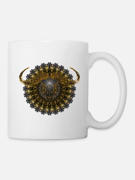 Kaleidoscope Buffalo Skull 01 - Mug - white