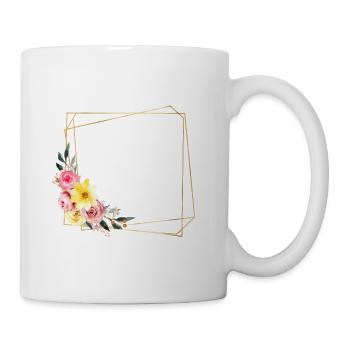 Personalisierbares Blume-Design, bunt - Tasse - Weiß - Rechts