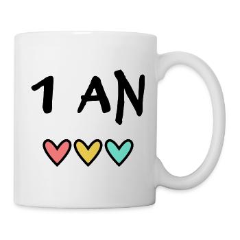 1. 1 AN. 1er ANNIVERSAIRE. ANNIVERSAIRE 1 AN - Mug blanc - blanc - Droite