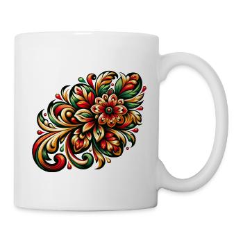 motif floral rouge et vert inspiré d'art russe - Mug blanc - blanc - Droite