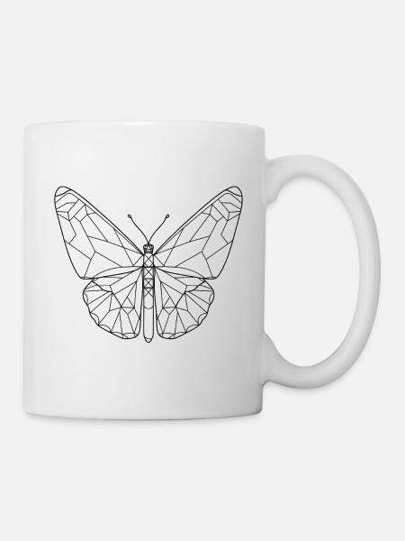 Style géométrique de dessin au trait papillon - Mug blanc - blanc