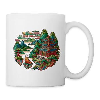 Farbenfrohes traditionelles chinesisches Haus - Tasse - Weiß - Rechts