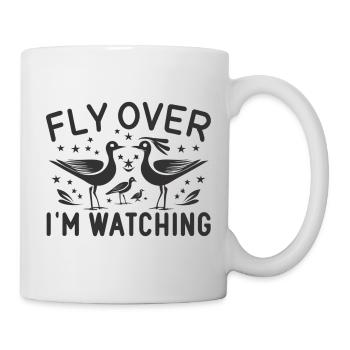 "vole, je regarde" slogan avec oiseaux - Mug blanc - blanc - Droite