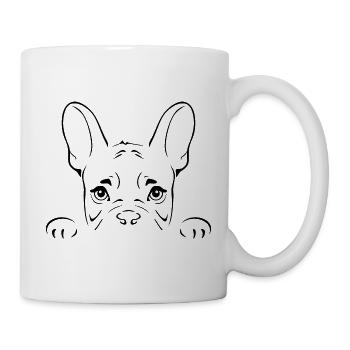 Spähende Französische Bulldogge - Tasse - Weiß - Rechts