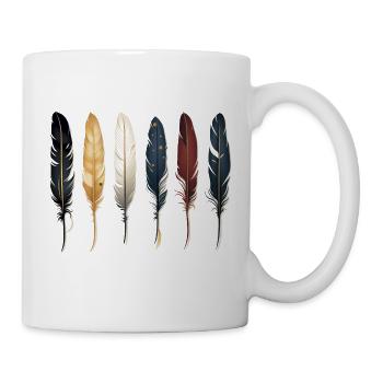 6 individual feathers next to each other, Native American, pattern - Mug - white - Right