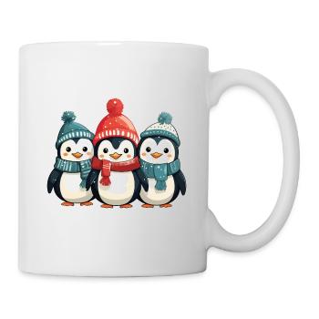 Weihnachten Pinguine Schal Mütze Xmas Süß Niedlich - Tasse - Weiß - Rechts