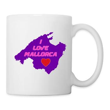 I Love Mallorca in Pink/Violett mit rotem Herz - Tasse - Weiß - Rechts