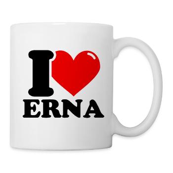 I love erna Vorname - Tasse - Weiß - Rechts