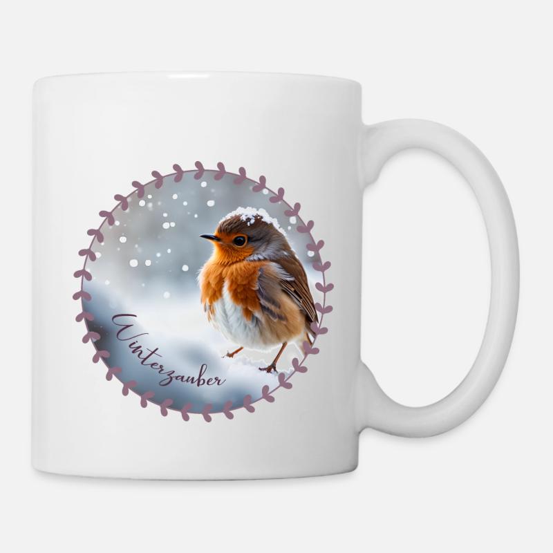 Winterzauber Rotkehlchen - Tasse - Weiß