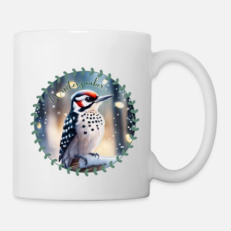 Winterzauber Specht - Tasse - Weiß