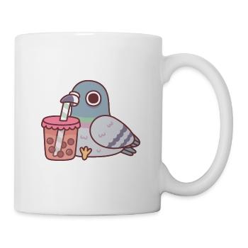 Pigeon buvant du thé à bulles - Mug blanc - blanc - Droite