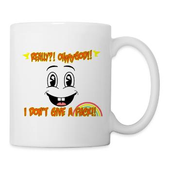 Wirklich? Don't Give A Fuck Lustiger Cartoon-Witz - Tasse - Weiß - Rechts