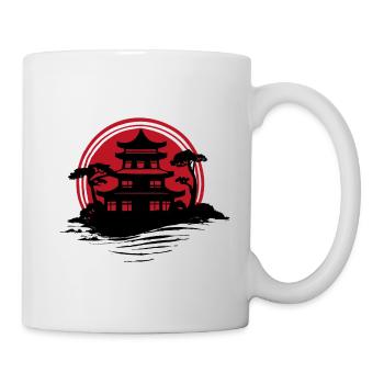 Japanisches Haus, Asiatisches Haus, Zen - Tasse - Weiß - Rechts