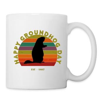 Murmeltier Groundhog Day Schatten Retro Vintage - Tasse - Weiß - Rechts
