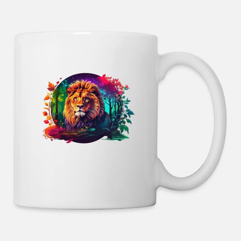 Farbvolles Logo von einem magischen Wald - Tasse - Weiß