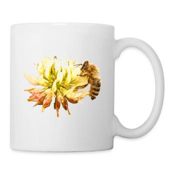 Honigbiene auf einer Blüte, A733151 - Tasse - Weiß - Rechts