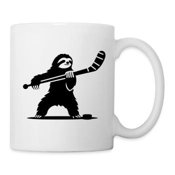 Faultier Eishockey Silhouette - Tasse - Weiß - Rechts