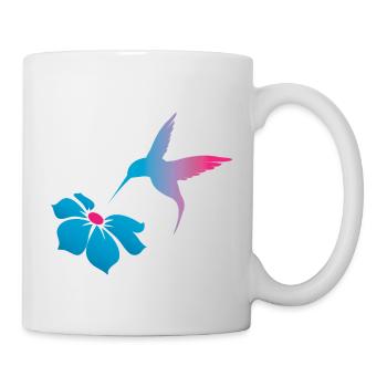 Kolibri und Blüte - Verbindung und Leichtigkeit - Tasse - Weiß - Rechts